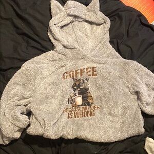 Source Unknown Gray and Brown Cat Ear Sweater